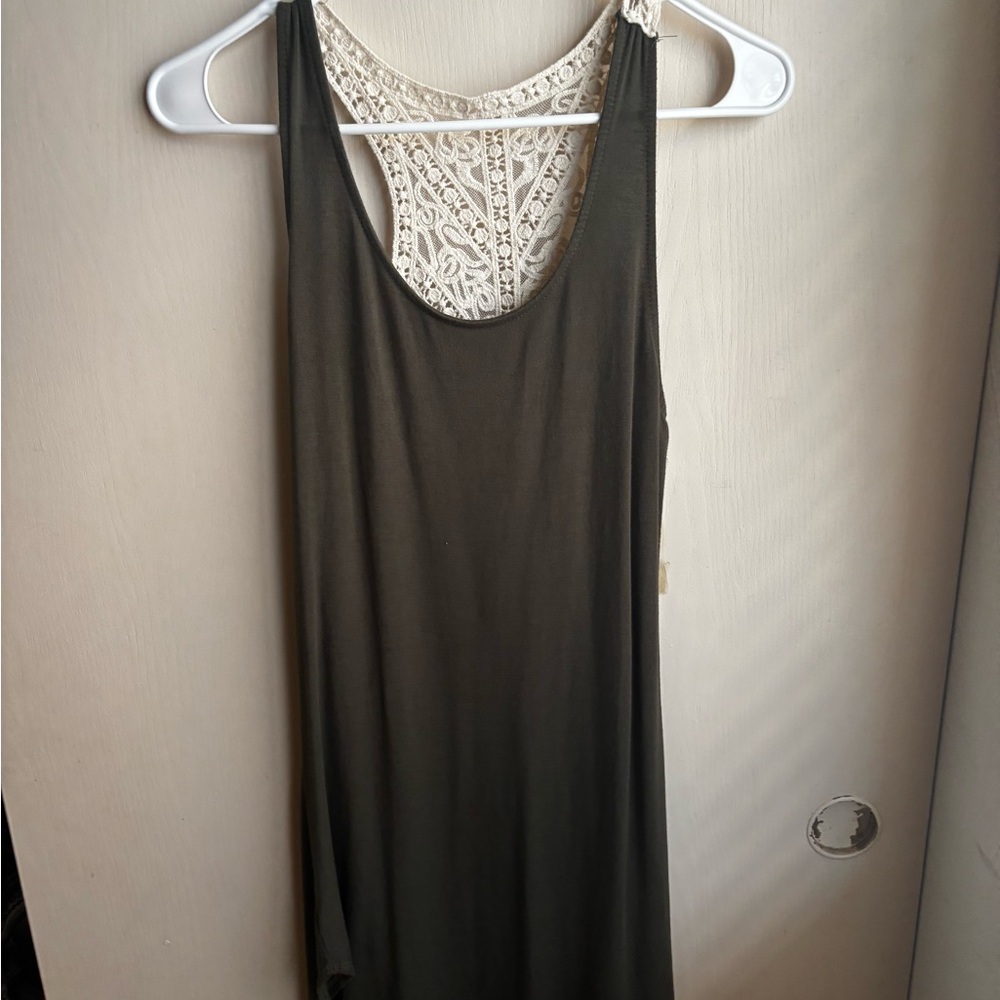 Heart Hips Olive dress with Cream Lace Detail